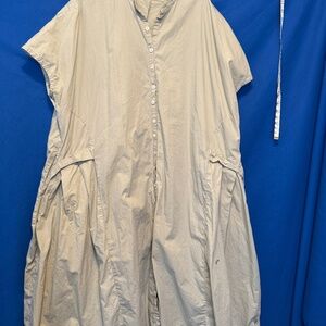 Moyuru Dress, Green, A Line, Plus and Regular Size, 100% Cotton for Home or Trav